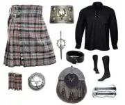 Men Traditional Kilt Shirt Set 8Yard Kilt Outfit Scottish Highland Dress Package