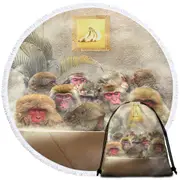 Cool and Funny Art Monkeys Bath Round Beach Towel