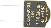 UPKOCH Private Property No Trespassing Sign with Stake Weatherproof Outdoor Security Sign for Garden and Pasture Durable Metal Statement to Deter Unwanted Visitors Black