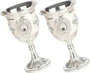 NOLITOY 2pcs Retro Alloy White Wine Goblets Vintage Cups with Unique Flower Pattern for Elegant Party Dining and Banquet Use