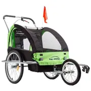 Tag-along Kids Bike Trailer Bicycle Pram Stroller Children Jogger Green