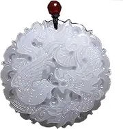 [PAYNAN] Natural Jade Dragon Phoenix Pendant Necklace Fashion Accessories Hand-Carved Luck Amulet