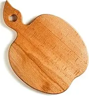 ECOSALL Apple-shaped Solid Wood Cutting Board With Handle For Fruit, Veggies, Cheese – Small Wooden Bread Board, Cheese Serving Platter, Round Charcuterie Board – 100% Natural, Reversible, Presentable