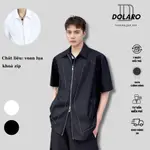 男士短袖襯衫 DOLARO 搭扣酷絲雪紡材質,基本款寬款襯衫易於搭配