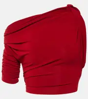 [Jacquemus] Jacquemus Le Haut Drapeado jersey crop top UK 12 red
