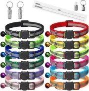 Reflective-Breakaway Cat Collars with Bells, Safety Buckle Kitten Collar