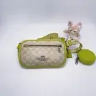 Coach CJ505 Elias Belt Bag Colorblock Signature Canvas NWT Khaki Key Lime $430