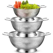 Bokon 3 Pcs Stainless Steel Colander Set Colander Bowl Colander Sieves 1/3/ 5...