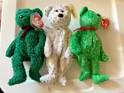 BEANIE BABIES BUNDLE OF 3 BEARS, DECADE, THE BEGINNING & 2001 HOLIDAY, NWT