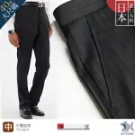 【NST JEANS】大尺碼 日本布料_經典BLACK細條紋 夏日男微彈羊毛西裝褲-中腰(391-6958)