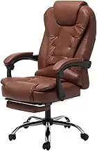 Classic Executive Chair PU Leather Office Chair Comfortable and Soft Business Office Chair Adjustable Computer Chair Home Office Chair Desk Task Chair(Brown)