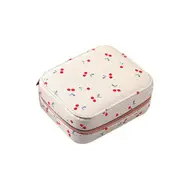 New Fashion Jewelry Storage Box Cherry PU leather Earring Ring Jewelry Display Storage Box Case Organizer Flannel Tray Holder