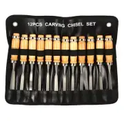 12PCS Wood Carving Hand Chisel Set Woodworking Professional Lathe Gouges Tools♡