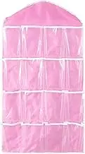 EZONEDEAL 16 Grids Hanging Closet Organizer - Wardrobe Organizer for Bra Underwear Underpants Sock Organizer Lingerie Clothes - Closet Organizer, Hanging Organizer (Pink)