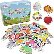 ZazzyKid Magnetic Foam Objects for Kids: 52 Toys of ABC Alphabet Fridge Magnets for Baby Early Education