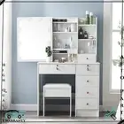 Bedroom Dressing Table Desk with 6 Drawers Stool LED Lights Mirror Set Dimmable