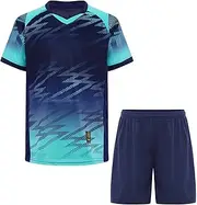 [Sywiyi] Boys Football Uniform Soccer Basketball Tracksuit Quick Dry T-Shirt with Mesh Shorts Set 2Pcs