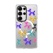 Galaxy S25 Ultra Clear Magnetic Case colorful artistic balloon dogs