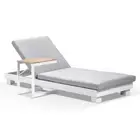 Santorini Aluminium Sun Lounge With Side Table In White