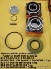 Hobart H600-L800 Mixers Agitator Shaft Ball Bearings #16 BB-06-36 #11 B