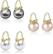 [Krstudent] Pearl Earrings For Women, 925 Sterling Silver Freshwater Cultured Pearl Drop Dangle Hook Earring Jewelry