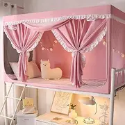 Bunk Bed Tents for Top Bunk Twin Size,Princess Style lace Dream Tents Breathable, Sleep Privacy Bed Spread Blackout Curtains for Junior Loft Bed College Students Dorm(Pink,75"Lx35"W x43"H)