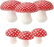 6 Pcs Mushroom Lanterns,Hanging Mushroom Paper Lanterns for Outdoor Decorations,Forest Jungle Theme,Perfect for Christmas, Halloween, and Birthday Parties