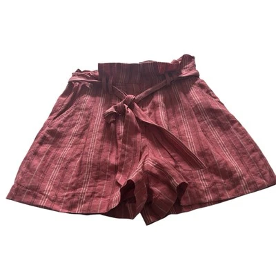 Rebecca Taylor Women's Shorts Pink Stripe Paperbag Belted Summer NEW Size 2