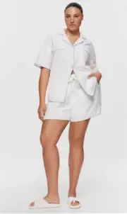 Peter Alexander White Linen Shortie Pj Set Size Small