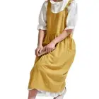 Cotton Linen Apron Cross Back Work Apron for Women with Pocket Pinafore Dress