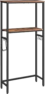 HOOBRO Over The Toilet Storage, 2-Tier Over Toilet Bathroom Organizer Shelf, with Toilet Paper Holder and Hooks, Sturdy and Durable, for Bathroom, Toilet, Rustic Brown and Black BF49TS01