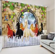 Customized Luxury Curtains Horse Photo Curtains Living Room Bedroom 3D Curtain Window Chinese Modern Curtains （W） 140×（H） 160CM