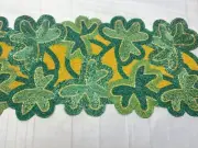St Patrick Day Beaded Table Runner SHAMROCKS Green Clover New 36"