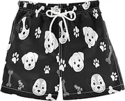 [RPLIFE] Swimming Clothes for Boys, Anti-Chafe Swim Trunks Boys 2 T, Black White Puppy Faces