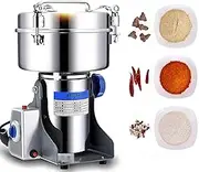 1000G Commercial Electric Grain Grinder Mill Swing Type Herb Grinder Stainless Steel Cereal Pulverizer High Speed Coffee Grinder for Grinding Grains Spice Pepper Nuts Seeds 1600W