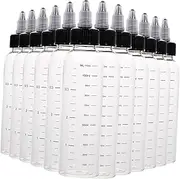 NOLITOY 12pcs Graduated Nozzle Bottle Clear Conditioner Hair Dye Squeeze Bottles Containers with Lids Liquid Scale Bottles Empty Refillable Bottle Tip Applicator Bottle Material