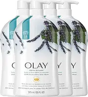 Olay Body Wash for Women, Fresh Radiance, Refreshing & Renewing, Made with Plant Based Cleansers, B3 Botanical Complex, For All Skin Types, Birch Water & Lavender Scent, 33 fl oz (Pack of 4)