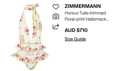 Zimmerman BNWT Honour tuelle trimmed floral halter neck SZ 3