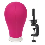 22 Inch Rose Red Mannequin Head with Stand Canvas Head Wig Model with Mount Hole