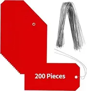 200 Pieces Red Plastic Shipping Tags with Wire Equipment Shop Blank Tags with Wires 4 3/4" x 2 3/8" Hang Waterproof Tags for Gift Bags Identification Inventory Control Shop Outdoors