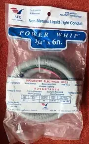power whip cord flexible non-metallic liquid-tight conduit AFC 3/4"x6ft.(3)#8str