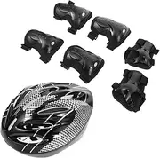 Kisangel 1 Set Skateboard Protective Gear Set Knees Skates Rollers Scooter Elbow Helmet Muscle Roller Knee Sleeves Knee Brace Skating Protective Gear Hand Pad Safety Pad Cotton Black