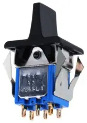Apem 7000-SERIES PADDLE SWITCH 4A 30V DC (On)-Off-(On) DPDT, Panel Mount BLACK