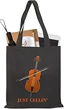 PLITI Cello Gift Cello Music Tote Bag Just Cellin’ Funny Cello Cellist Orchestra Musician Reusable Handbag Cello Player Gift
