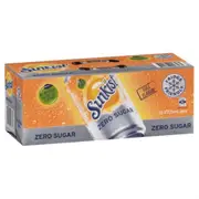 Sunkist Zero Sugar Soft Drink Can 375ml x 10