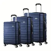 3PCS Luggage Suitcase Trolley Set Travel TSA Lock Storage Hard Case Navy