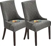 2Pcs Wingback Chair Covers Slipcover Soft Dining Chair Covers Wear Resistant Wingback Stretch Chair Covers Removable Wing Chair Slipcovers Decorative Full Chair Protection (Light Grey)