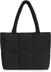 [Restro] Puffer Tote Bag for Women, Large Quilted Puffy Padding Shoulder Handbag Lightweight for Work Travel Gym Shop