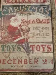 Santa Primitive Sign, Rustic Metal Hanging Décor, Primitive Christmas