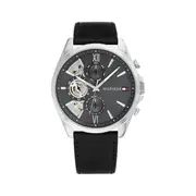 Tommy Hilfiger Baker Black Leather Dark Grey Dial Men's Watch 1710644